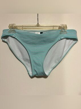 Lauren Ralph Lauren Teal and White Striped Bikini Bottoms